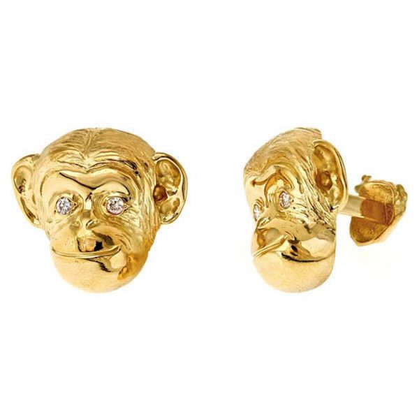 Monkey Head Cufflinks Gold