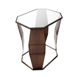 A Low Bronze and Glass Elliptical Side Table