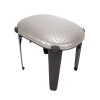 A Pair of Bronze Stools with Slip Seats Upholstered in Silver Ostrich Skin 1