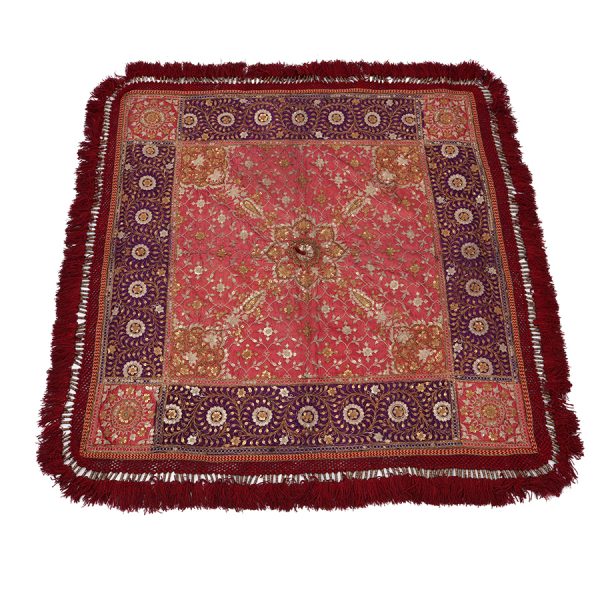 Square Red and Purple 'Chakla' With Red Trim.