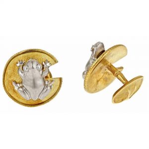 Frog and Water Lily Leaf Cufflinks P