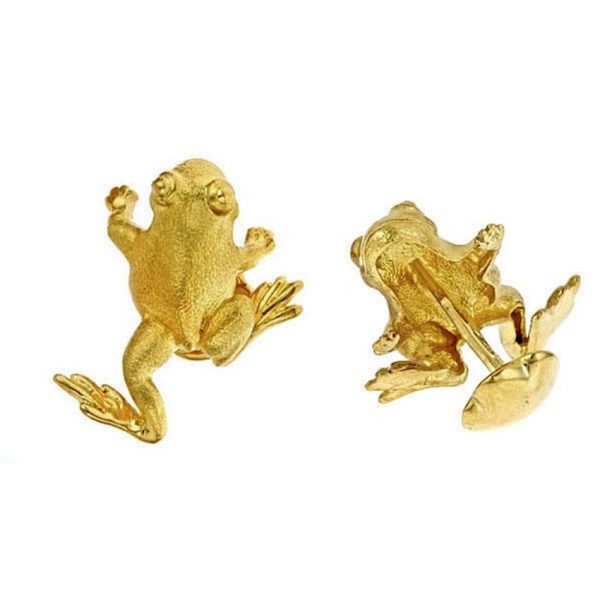 Striding Frog Cufflinks Gold
