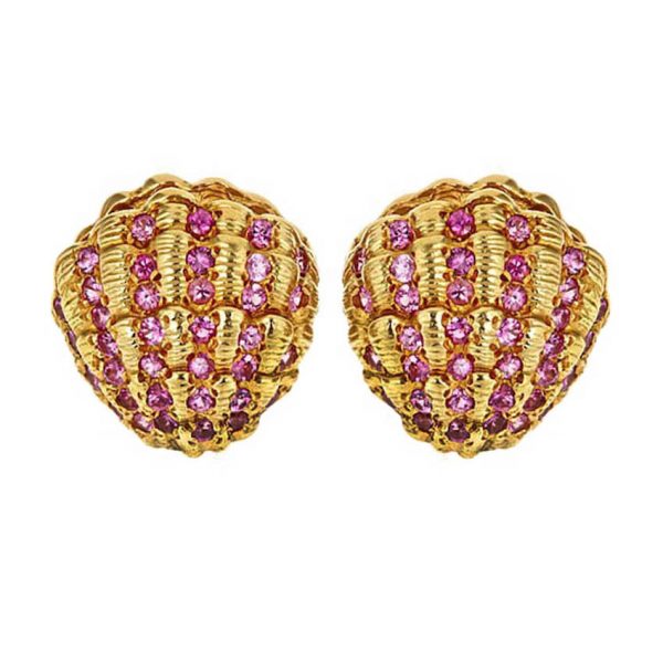 Clam Shell Earrings with Sapphires