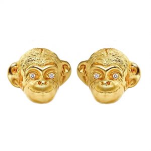 Monkey Head Earrings with Diamonds