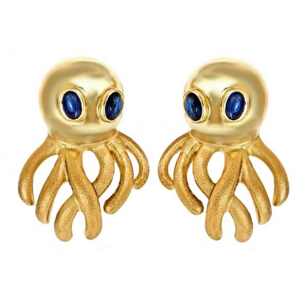 Octopus Sapphire Eyes Earrings