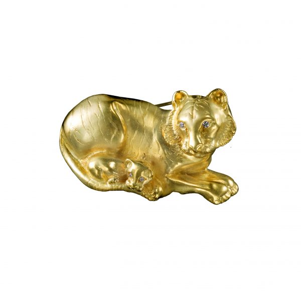 Tiger Mother and Cub Brooch