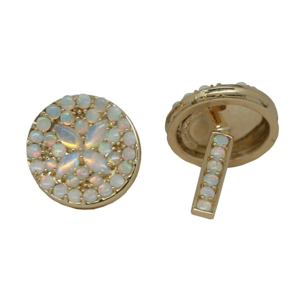 Round Blue Opal Cufflinks