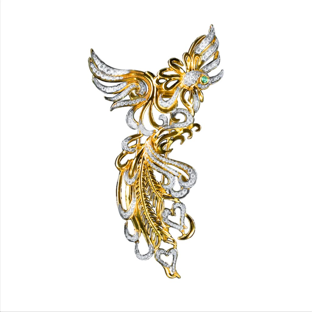 Phoenix Brooch With Diamonds