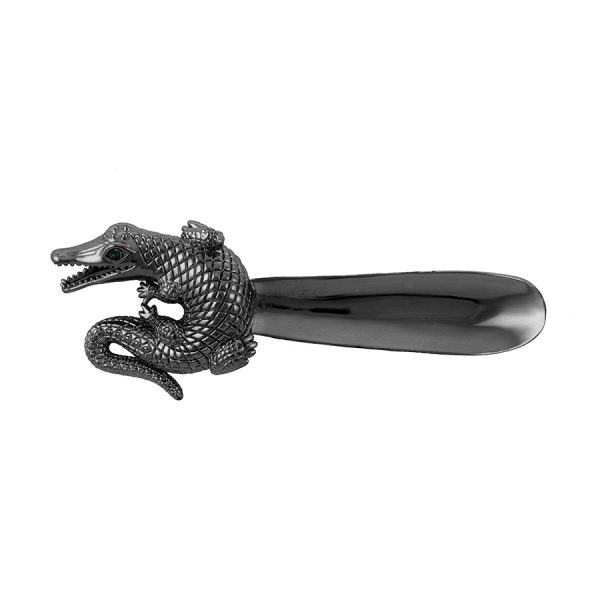 Curled Alligator Shoehorn in Black
