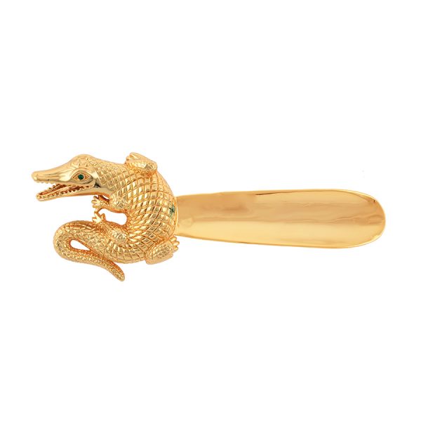 Curled Alligator Shoehorn in Gold