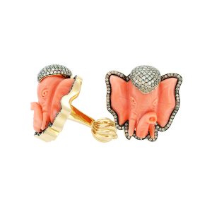 Coral Elephant Cufflinks