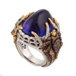 Spider and Web Ring With Tanzanite